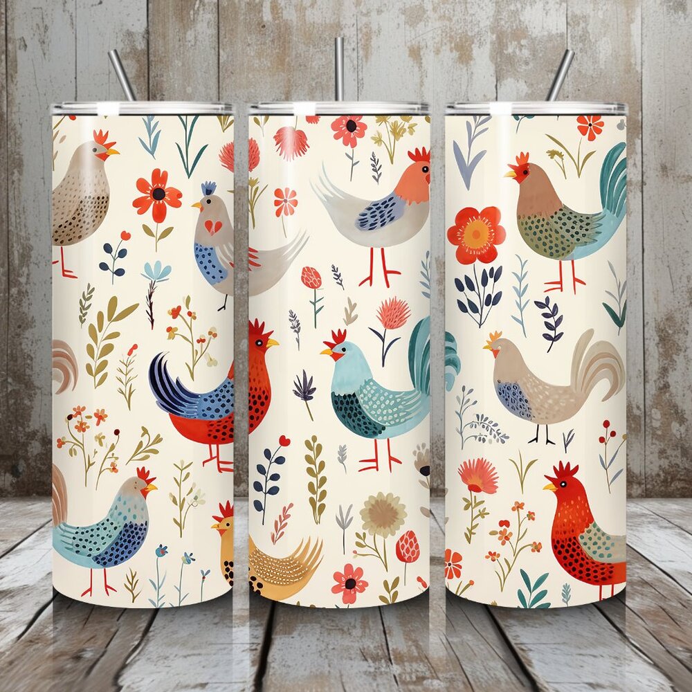 Floral Chicken Tumbler 20 oz